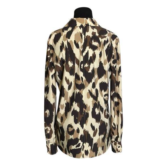 LYSSE animal print Connie slim button down long sleeves shirt size Small - Picture 2 of 16